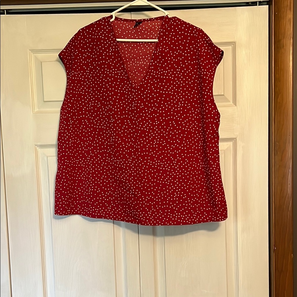 SHEIN Red and White Polka Dot Blouse